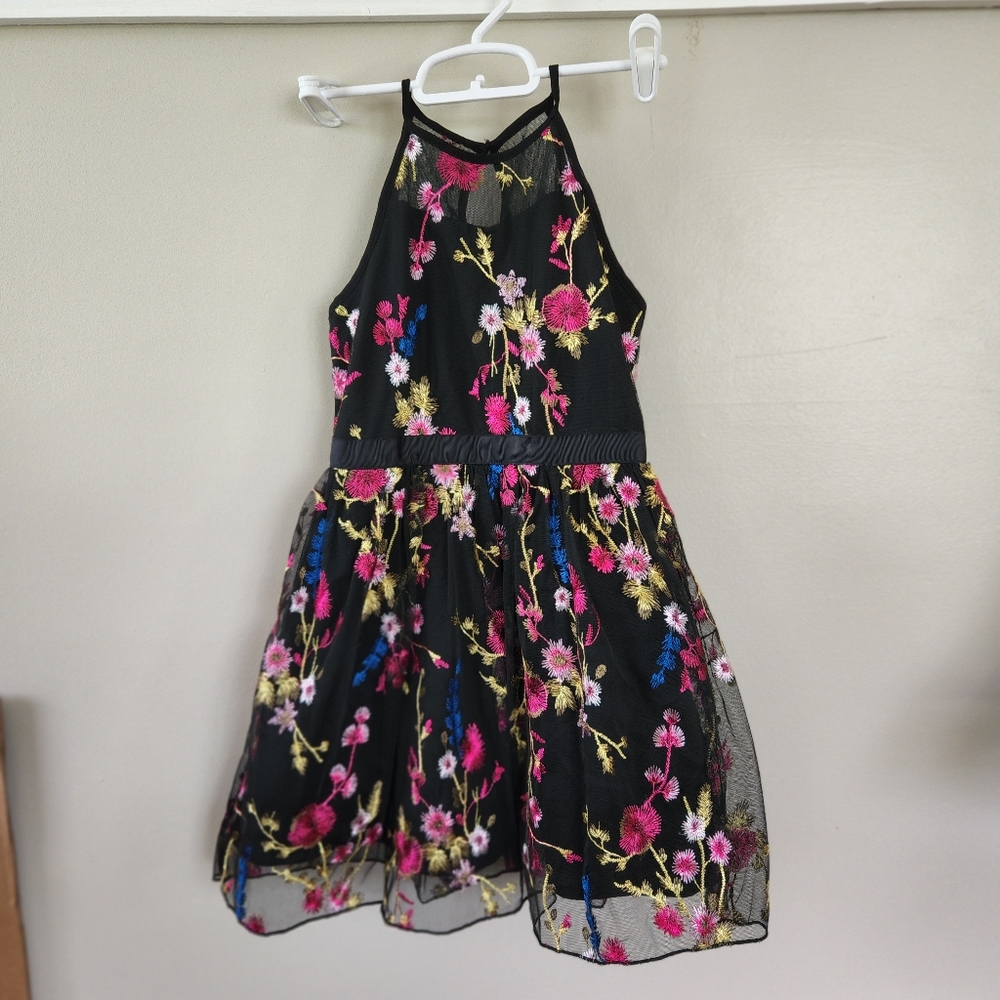 Black embroidered dress size 7